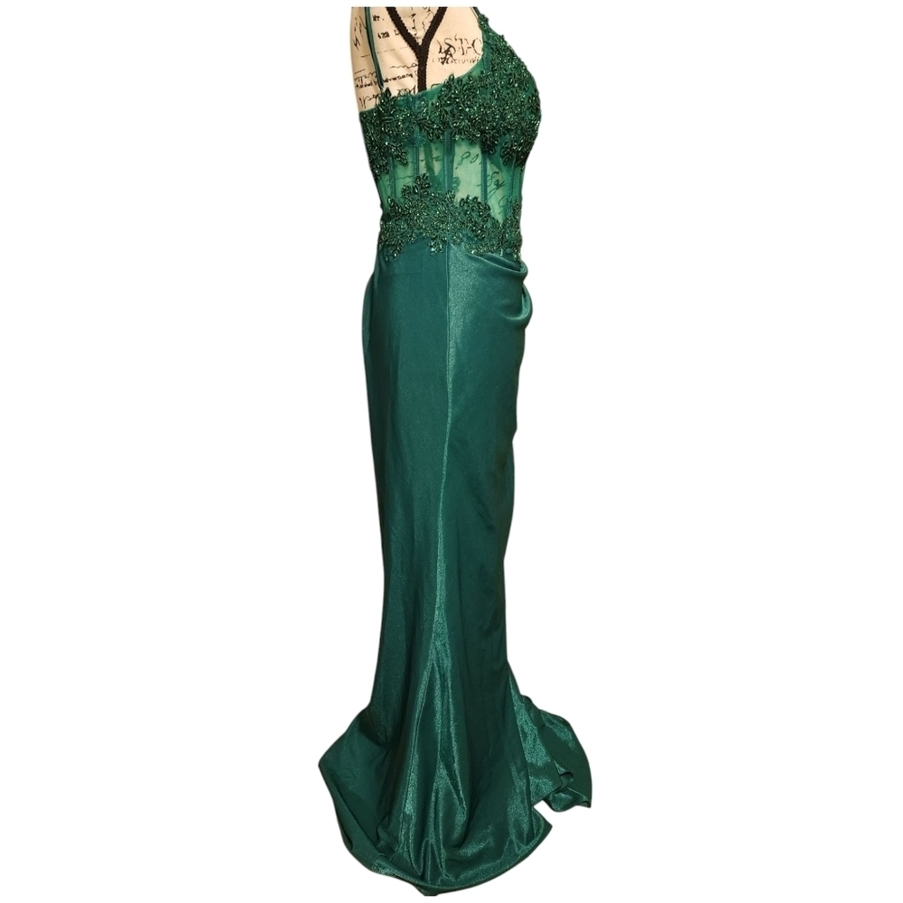 TLC Say Yes To The Prom Green Embellished Corset Gown - Picture 9 of 14